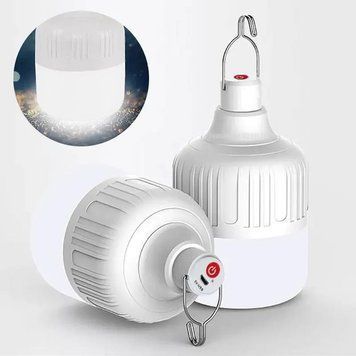 Аккумуляторная LED лампа 80 Вт для кемпинга USB белая / подвесной кемпинговый фонарь / аварийное освещение 0207 фото