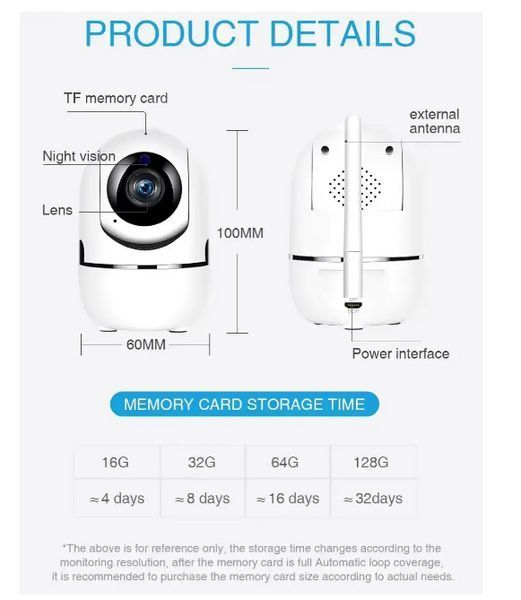 Wi-Fi камера Z-IOT CAM White 1080P Full HD / Розумна відеокамера з датчиком руху та нічним баченням 1367e фото