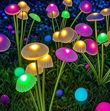 Садовый светильник на солнечной батарее "Грыбочки", 70 см, RGB LED/Уличный садовый фонарь 2146 фото