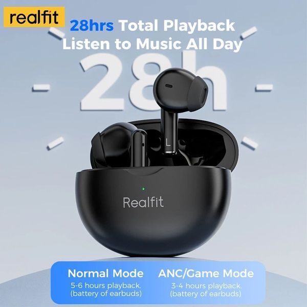 Шумопригнічуючі бездротові навушники Realfit F2 PRO Bluetooth Black 0504 фото